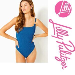 NWT Lilly Pulitzer Alizee One-Piece Swimsuit BARTON BLUE w/ Gold Hardware